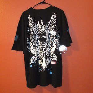 Marvel Avengers NEW Men Large Black White Blue Graphic Short Sleeve Cotton Shirt